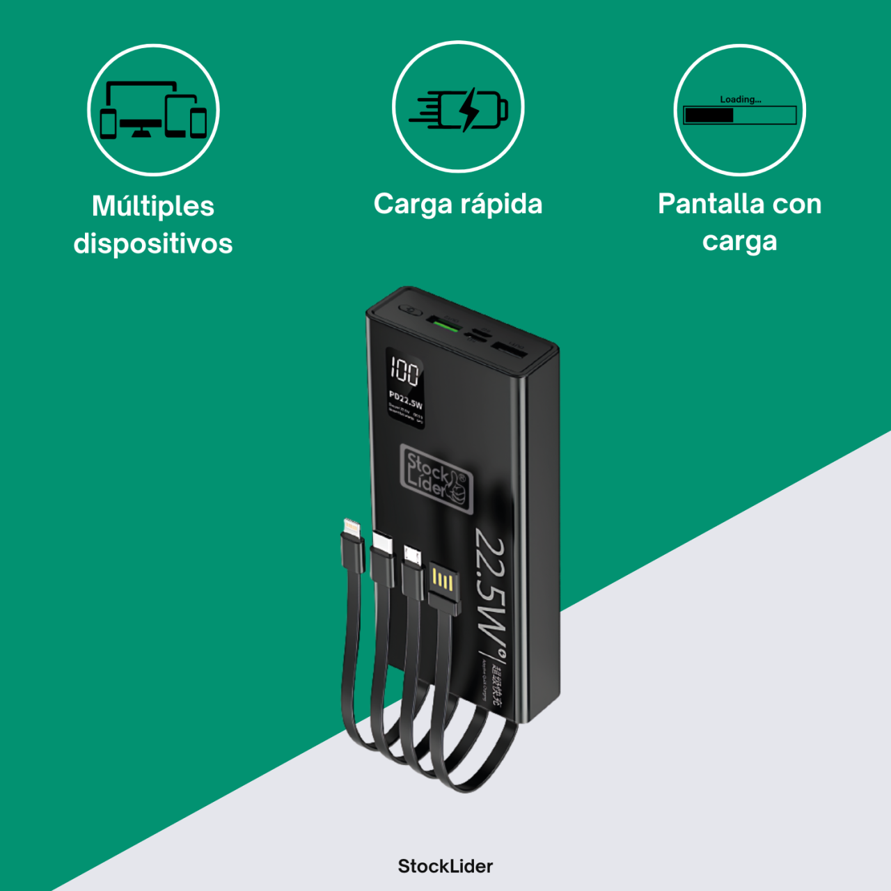Powerbank carga rápida 4 en 1